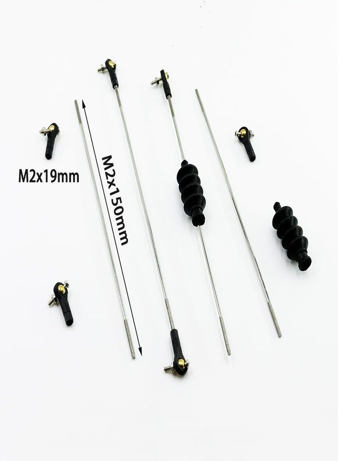 URIMPAVIDO 4PCS RC Boat Pushrod Set Plastic Tie Rod End Ball Head End with Push Rod and Rubber Seal Bellow for RC Boat Ship Airplane DIY Model Toy Part (M2 Rod End,M2x150mm Pushrod) - Image 3